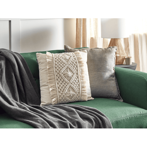 Conjunto de 2 almofadas decorativas KALAM Algodão 45 x 45 cm Creme claro Padrão geométrico
