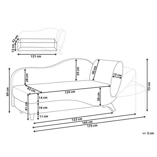 Beliani Chaise longue à direita Veludo MERI