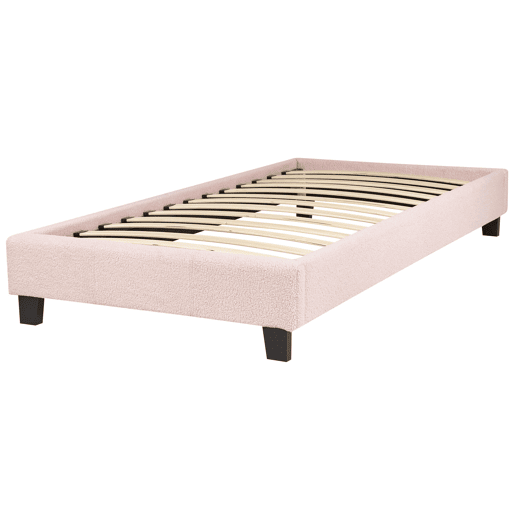Cama sem cabeceira Bouclé ROANNE 90 x 200 cm Rosa pastel