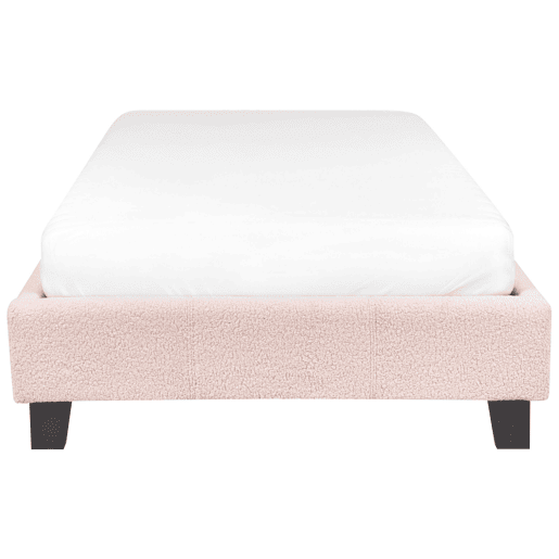 Cama sem cabeceira Bouclé ROANNE 90 x 200 cm Rosa pastel