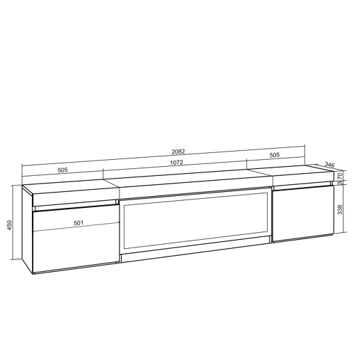 Móvel de TV, Muito espaço de arrumação, 208x35x45cm, Para televisores até 80, Lareira eléctrica XXL, Estilo moderno, Preto Móvel de TV, Muito espaço de arrumação, 208x35x45cm, Para televisores até 80, Lareira eléctrica XXL, Estilo moderno, Preto