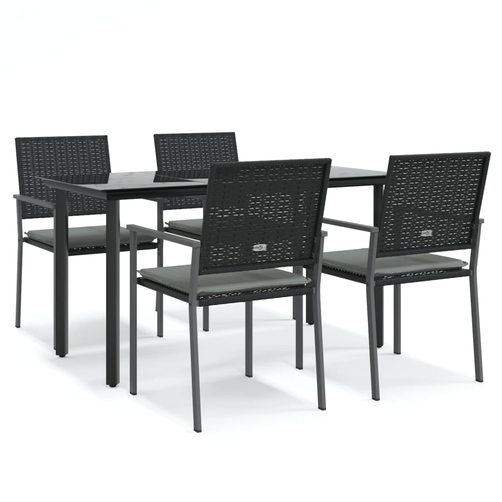 juego comedor jardin 5 piezas y cojines ratan sintetico y acero longitud mesa 140 cm