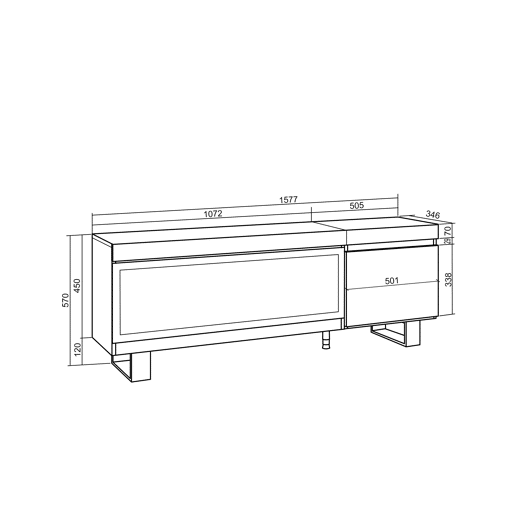 Móvel de TV, Muito espaço de arrumação, 158x35x57cm, Para televisores até 65, Lareira eléctrica XXL, Design industrial, Estilo moderno, Cimento