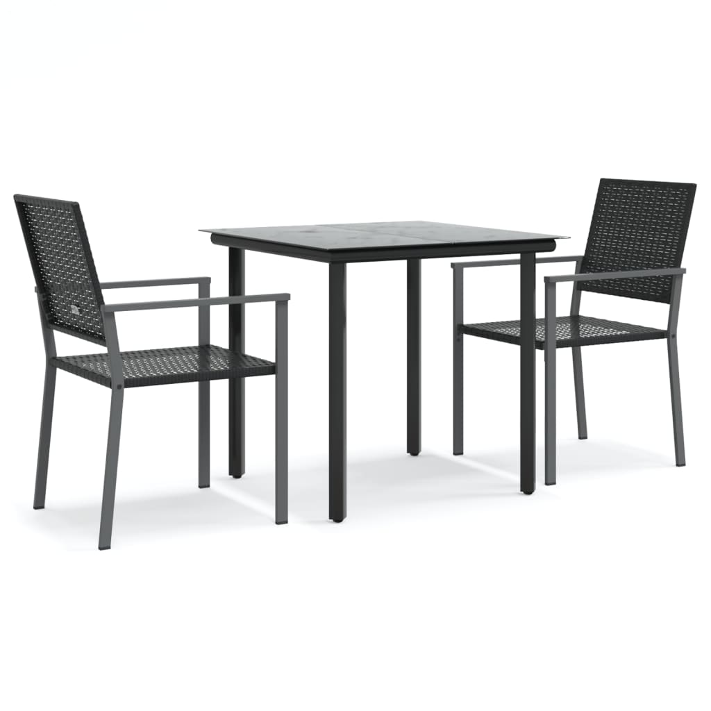 Juego de comedor para jardin 3 piezas ratán sintético y acero longitud mesa 80 cm