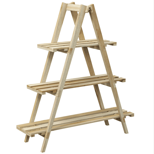 Outsunny Suporte de Madeira para Plantas Dobrável Estante Decorativo para Vasos de 3 Níveis com Estrutura em Forma de A para Jardim Pátio Varanda 100x36x112 cm Natural
