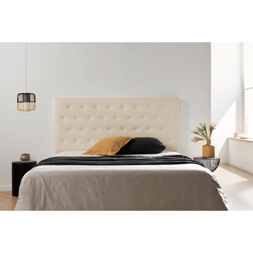 Cabeceira Estofada FERRARA Pele Sintética 90x120x8 cm - Branco escuro - Moonia
