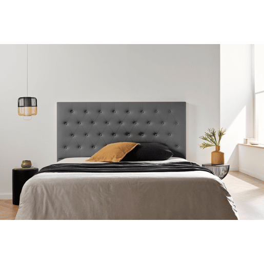 Cabeceira Estofada FERRARA Pele Sintética 170x120x8 cm - CINZA ESCURO - Moonia