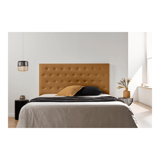 Cabeceira Estofada FERRARA Pele Sintética 210x120x8 cm - Castanho Claro - Moonia