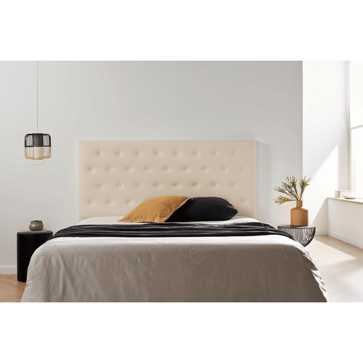 Cabeceira Estofada FERRARA Pele Sintética 130x120x8 cm - Branco escuro - Moonia