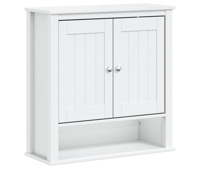 Vidaxl mueble de pared baño berg madera maciza blanco 69,5x27x71,5 cm