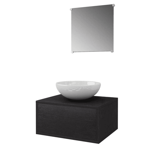 vidaXL Móveis casa de banho 3 pçs e conjunto de bacia preto