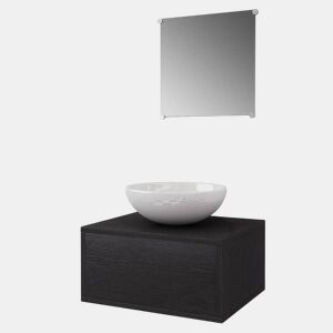 vidaXL Móveis casa de banho 3 pçs e conjunto de bacia preto