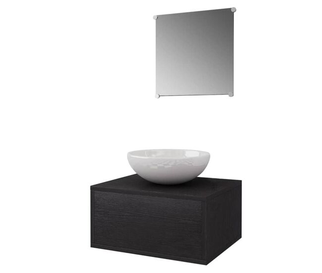 Vidaxl conjunto de mueble y lavabo 3 piezas negro