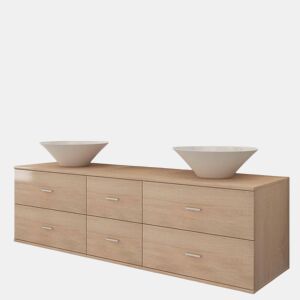 vidaXL Móveis casa de banho 7 pcs e conjunto de lavatório bege