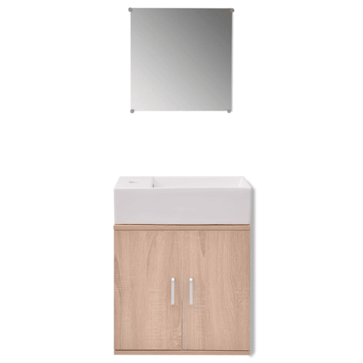 vidaXL Móveis casa de banho 3 pçs e conjunto de bacia bege