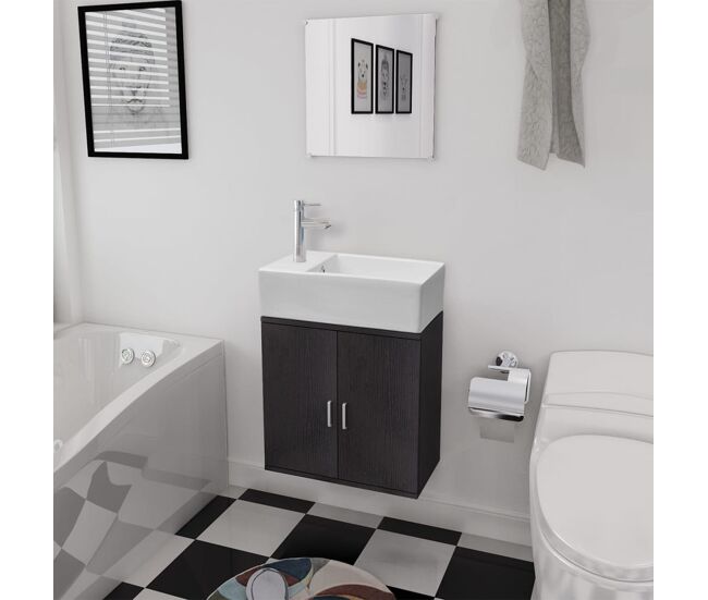 Vidaxl conjunto de mueble y lavabo 3 piezas negro