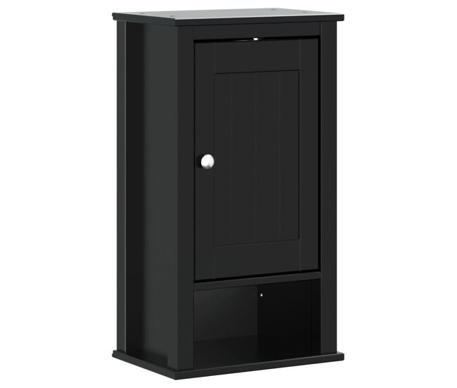 Vidaxl mueble de pared baño berg madera maciza pino negro 40x27x71,5cm