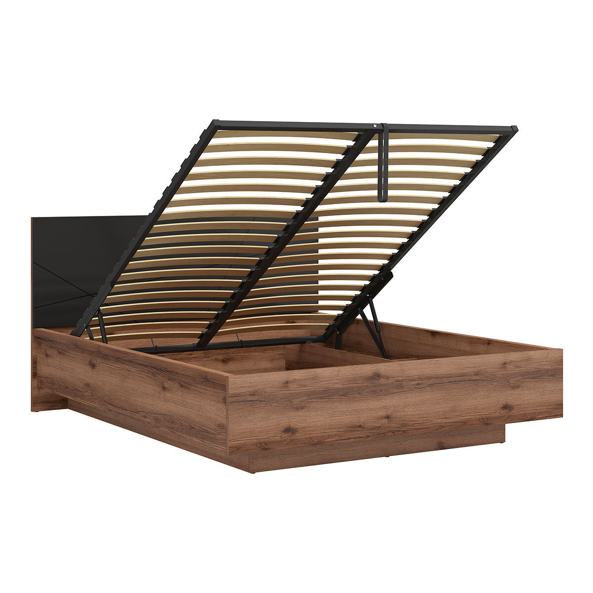 Cama canapé 160x200 con somier incluido sven negro y madera
