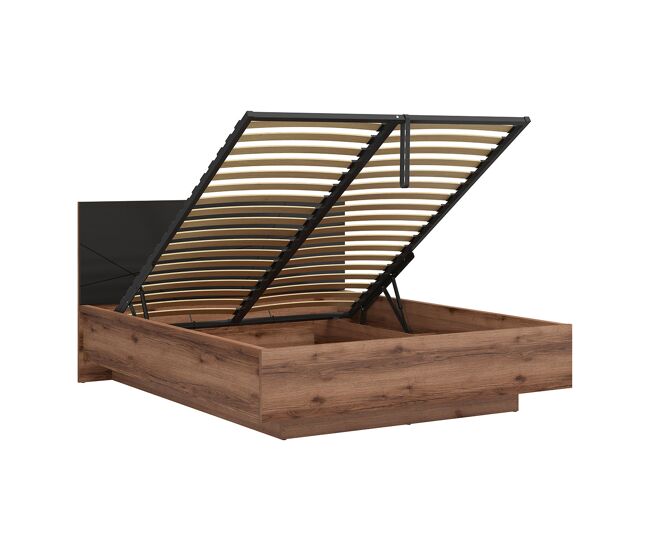 Cama canapé 160x200 con somier incluido sven negro y madera