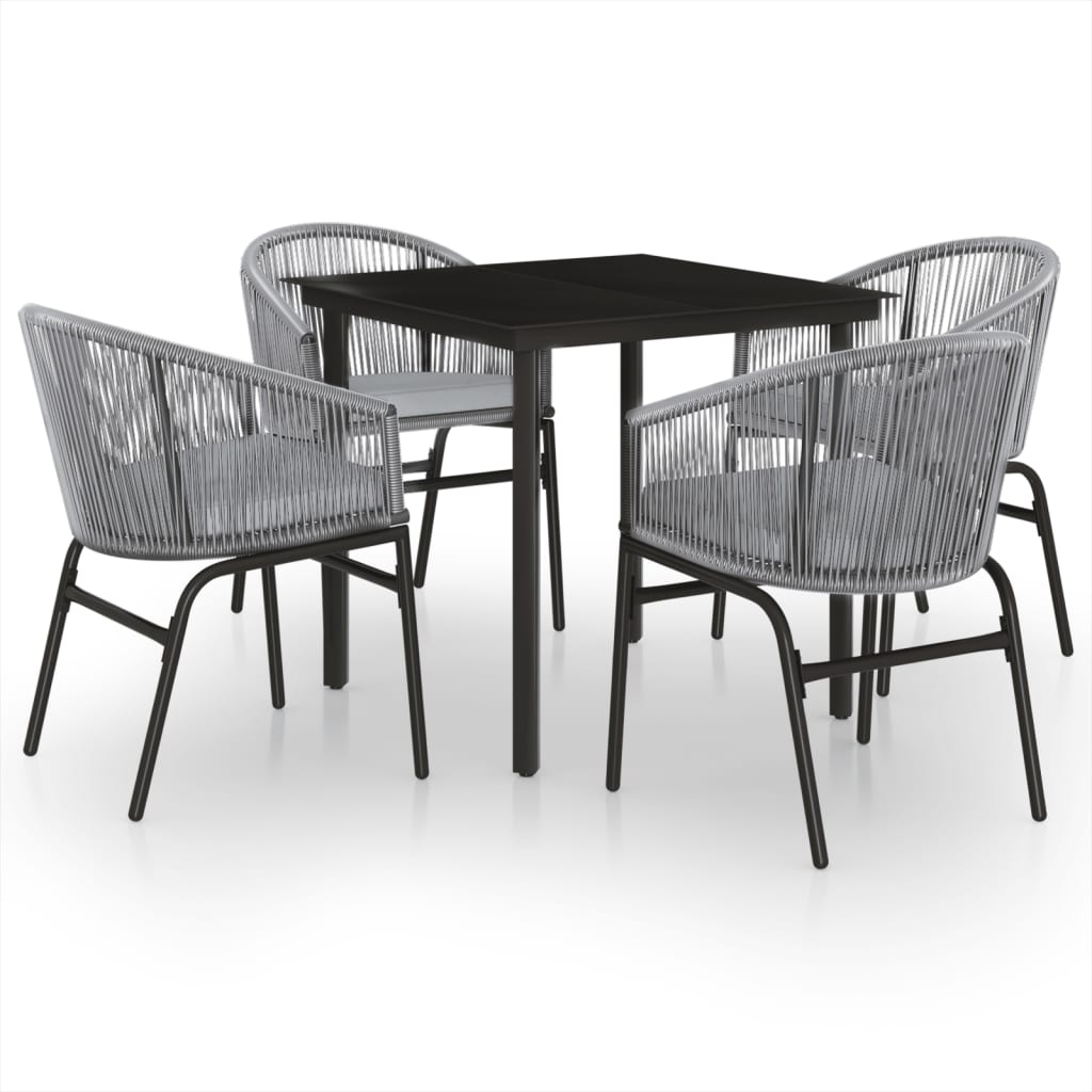 juego de comedor para jardin 5 piezas ratan sintetico gris longitud mesa 80 cm