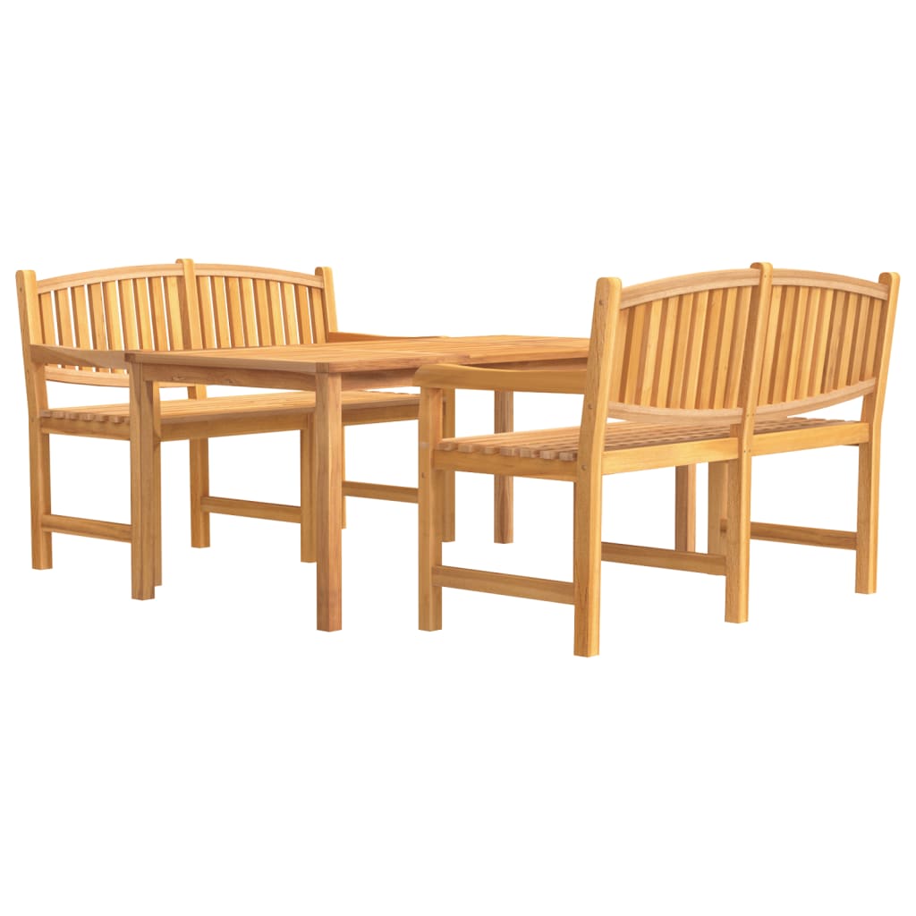 Juego de comedor para jardin 3 piezas madera maciza de teca longitud mesa 180 cm 2x banco + mesa