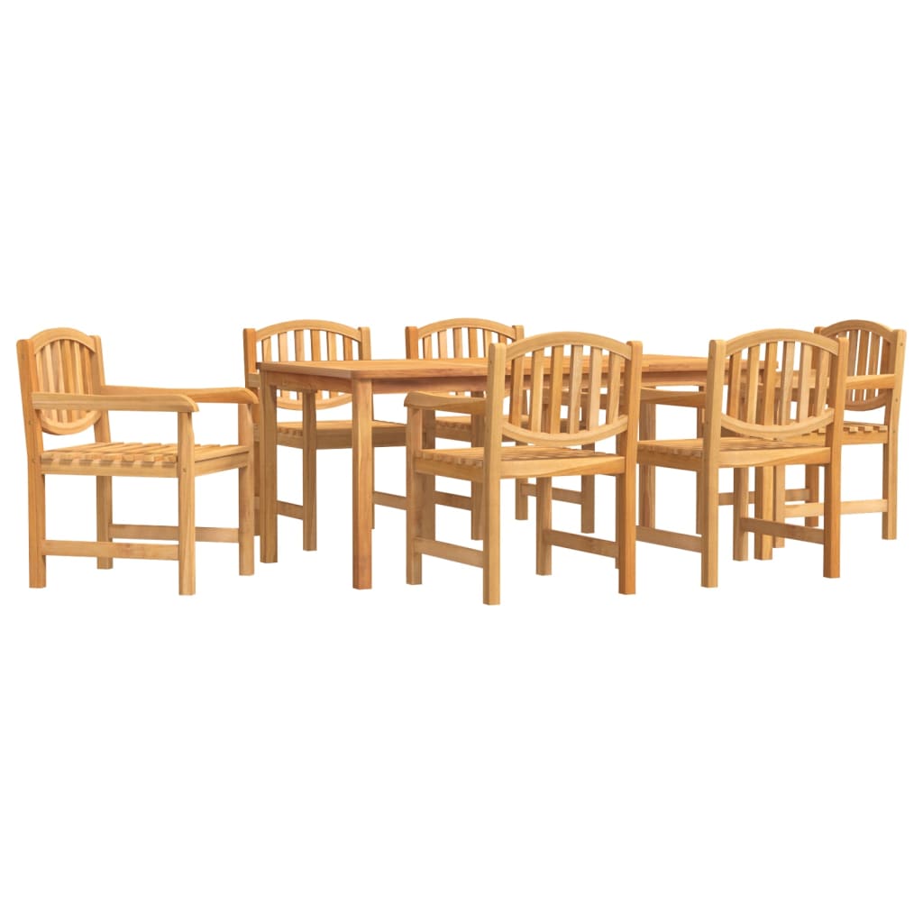 Juego de comedor de jardin 7 piezas madera maciza de teca longitud mesa 180 cm 6x sillas + mesa