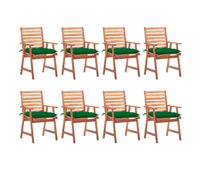 Sillas comedor de jardin y cojines 8 unidades madera maciza acacia