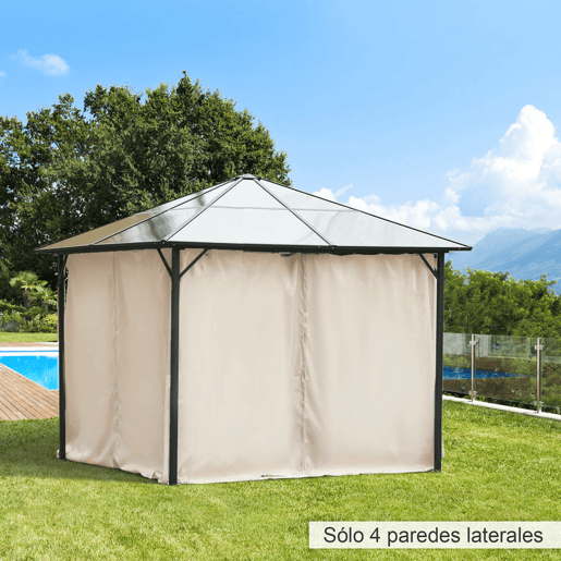Outsunny 4 Paredes Laterais para Tenda 302x205 cm Laterais para Tenda Universal com Ganchos e Argola em C para Tenda de Jardim Terraço Bege