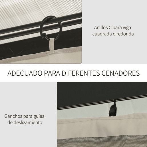 Outsunny 4 Paredes Laterais para Tenda 302x205 cm Laterais para Tenda Universal com Ganchos e Argola em C para Tenda de Jardim Terraço Bege
