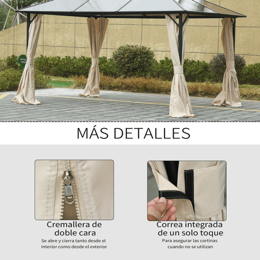 Outsunny 4 Paredes Laterais para Tenda 302x205 cm Laterais para Tenda Universal com Ganchos e Argola em C para Tenda de Jardim Terraço Bege