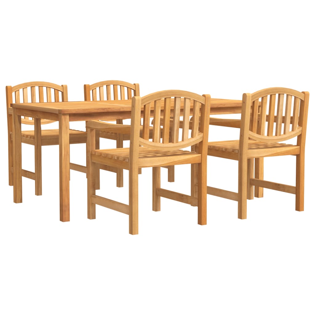 Juego de comedor para jardin 5 piezas madera maciza de teca longitud mesa 180 cm 4x sillas + mesa