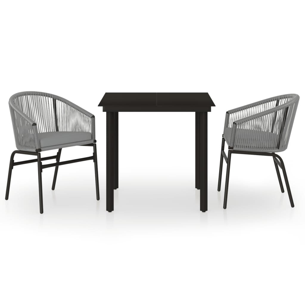 Juego de comedor de jardin 3 piezas gris longitud mesa 80 cm