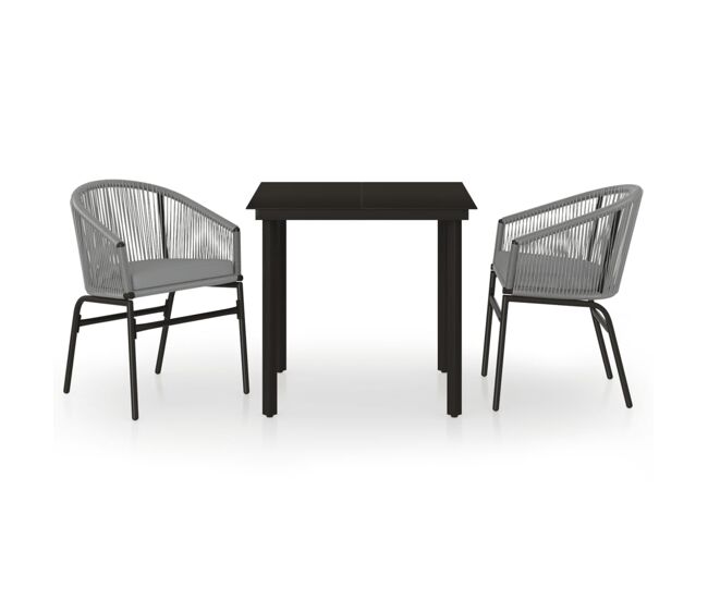 Juego de comedor de jardin 3 piezas gris longitud mesa 80 cm