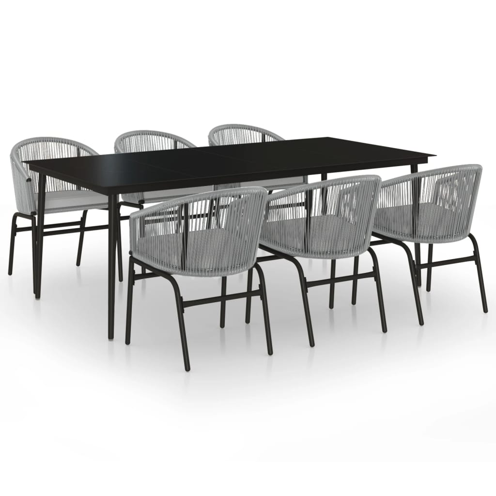 Juego de comedor de jardin 7 piezas ratán sintético gris longitud mesa 200 cm