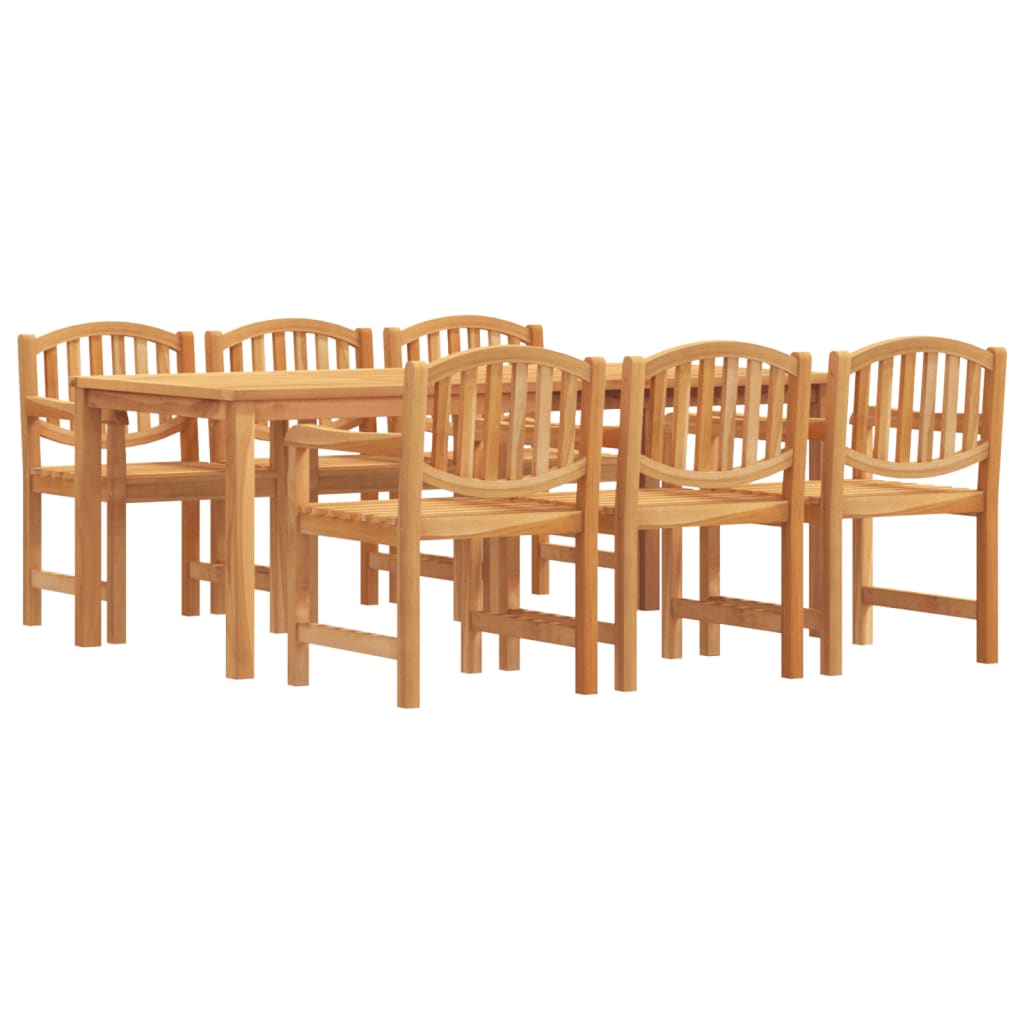 Juego de comedor de jardin 7 piezas madera maciza de teca longitud mesa 200 cm 6x sillas + mesa