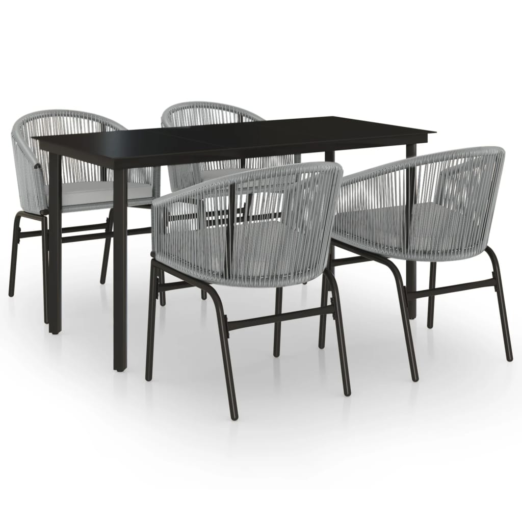 Juego de comedor para jardin 5 piezas ratán sintético gris longitud mesa 140 cm