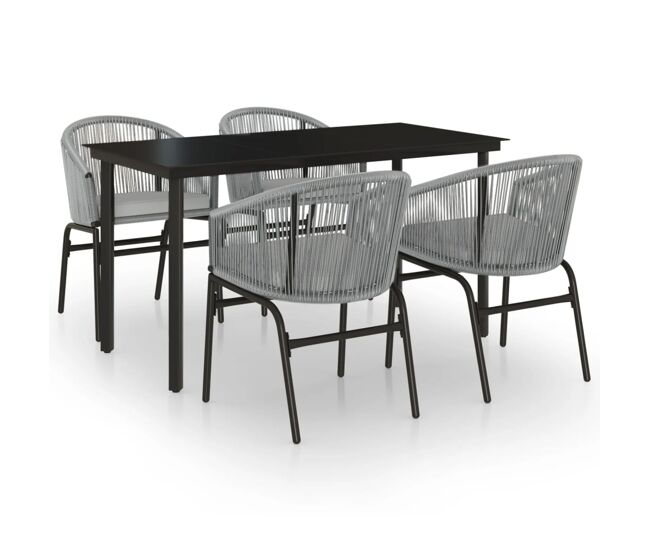 Juego de comedor para jardin 5 piezas ratán sintético gris longitud mesa 140 cm