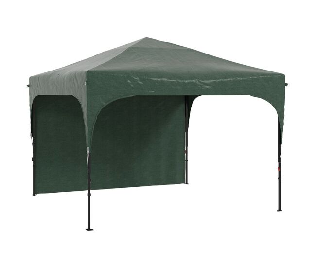 Outsunny carpa plegable 3x3 m cenador de jardín con altura ajustable 1 pared lateral impermeable 4 bolsas de arena y bolsa de transporte gazebo para exterior patio fiestas verde