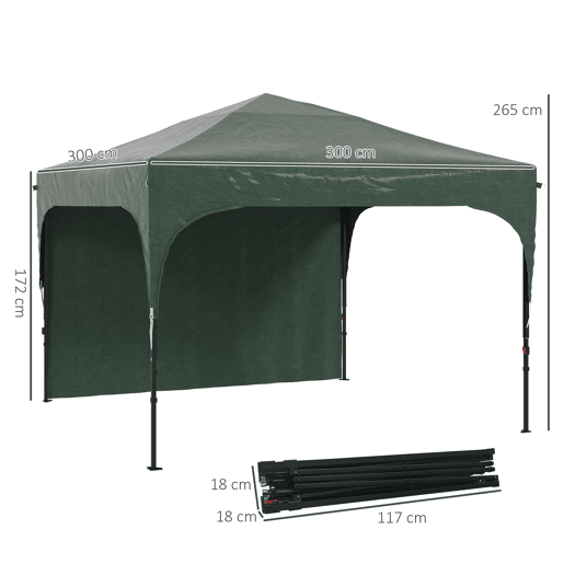 Outsunny Tenda Dobrável 3x3m com Altura Ajustável Tenda de Jardim com 1 Parede Lateral Teto com Ventilação 4 Sacos de Areia e Bolsa de Transporte para Campismo Festas Verde Outsunny Tenda Dobrável 3x3m com Altura Ajustável Tenda de Jardim com 1 Parede Lateral Teto com Ventilação 4 Sacos de Areia e Bolsa de Transporte para Campismo Festas Verde