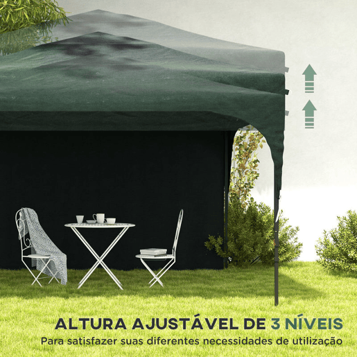 Outsunny Tenda Dobrável 3x3m com Altura Ajustável Tenda de Jardim com 1 Parede Lateral Teto com Ventilação 4 Sacos de Areia e Bolsa de Transporte para Campismo Festas Verde Outsunny Tenda Dobrável 3x3m com Altura Ajustável Tenda de Jardim com 1 Parede Lateral Teto com Ventilação 4 Sacos de Areia e Bolsa de Transporte para Campismo Festas Verde