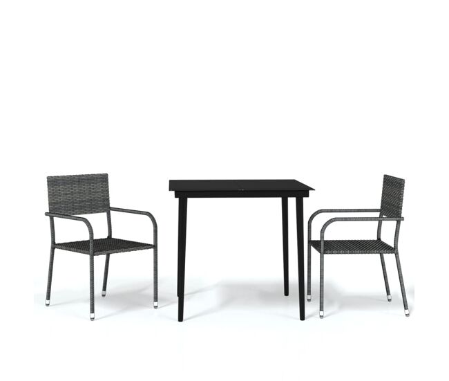 Juego de comedor para jardin 3 piezas gris longitud mesa 80 cm
