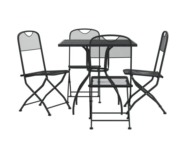 Juego de comedor de jardin 5 piezas malla metálica gris antracita