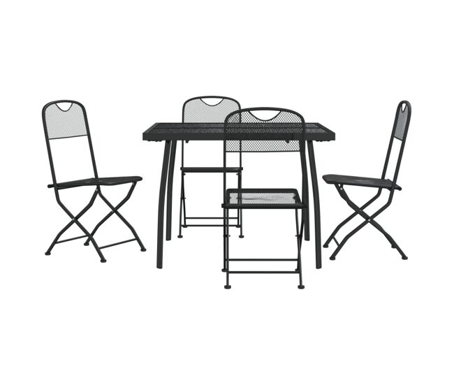 Juego de comedor de jardin 5 piezas malla metálica gris antracita