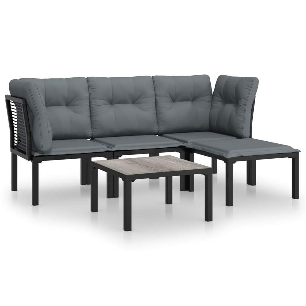 Juego de muebles de jardin 5 piezas ratán sintético negro y gris