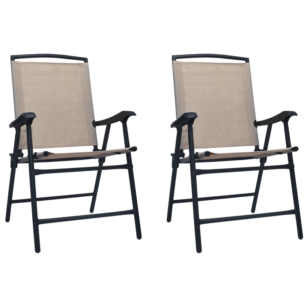 2 Sillas plegables de jardín de textilene Beige
