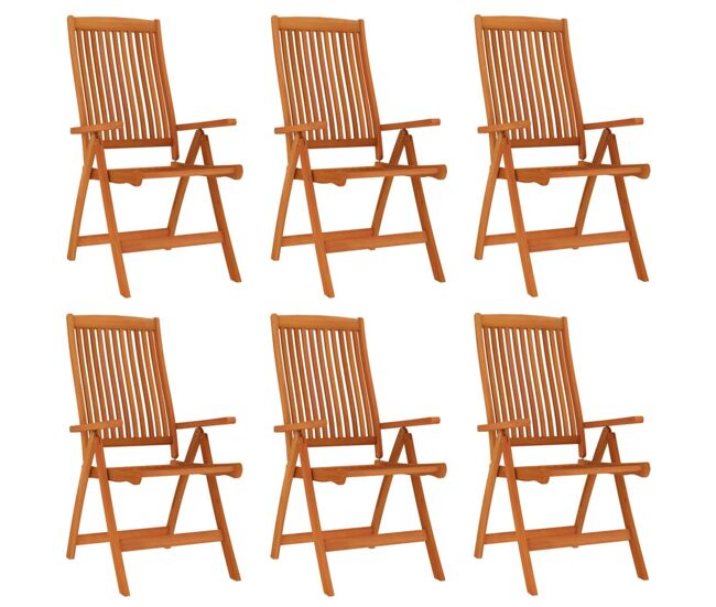 Sillas de jardin plegables 6 unidades madera maciza de eucalipto