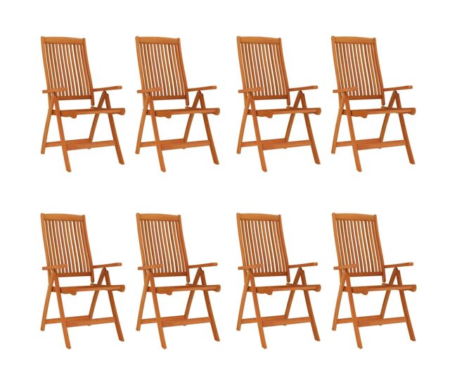 Sillas de jardin plegables 8 unidades madera maciza de eucalipto