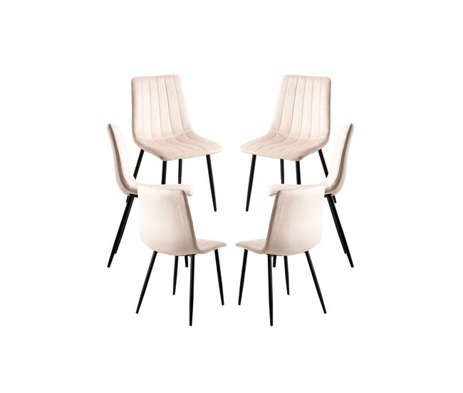 Pack 6 sillas liny terciopelo - beige