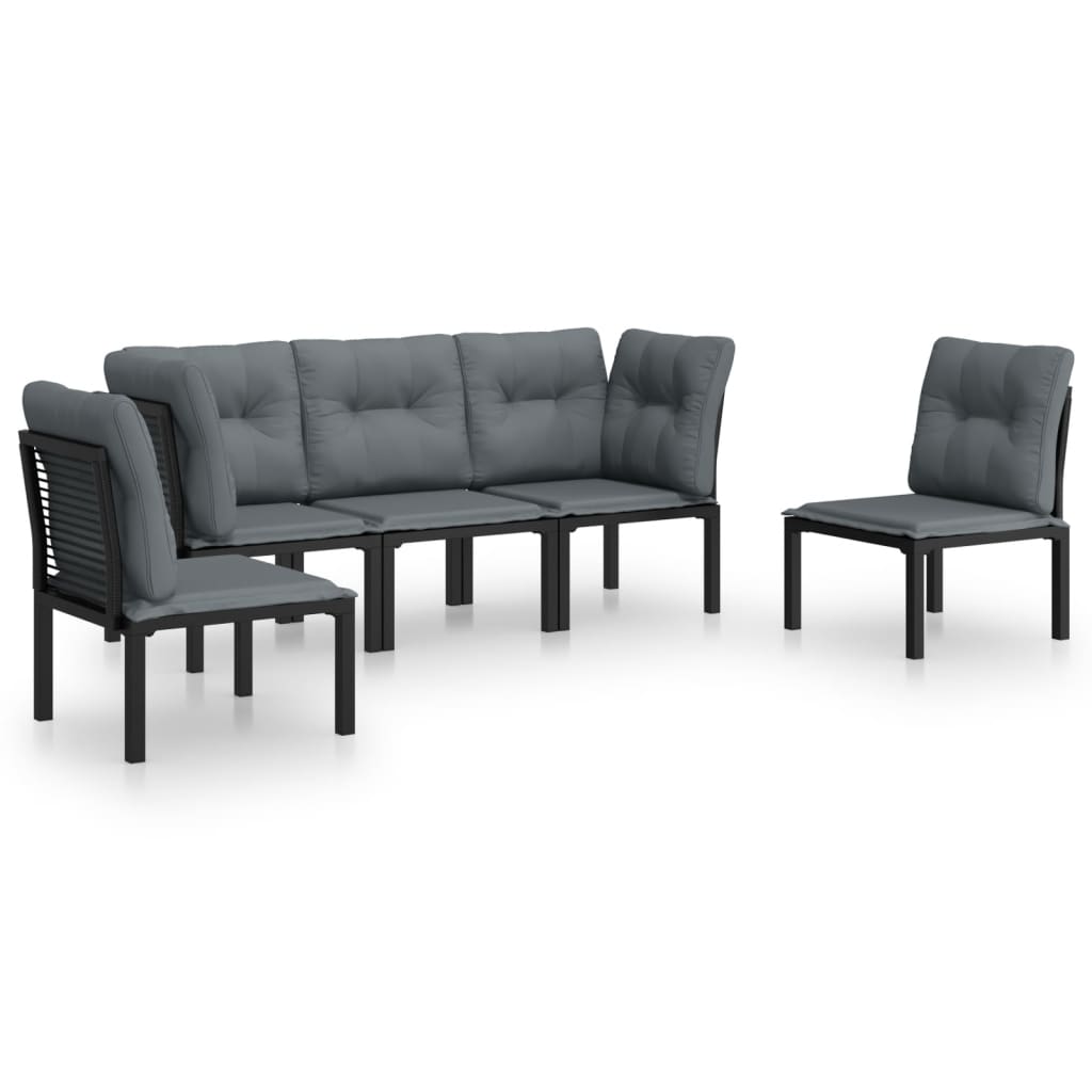 Juego de muebles de jardin 5 piezas ratán sintético negro y gris