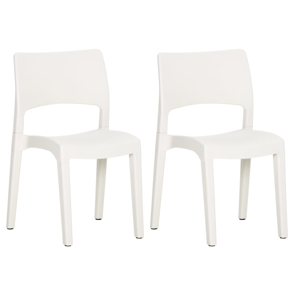 2 Sillas modernas de jardín de plástico Blanco